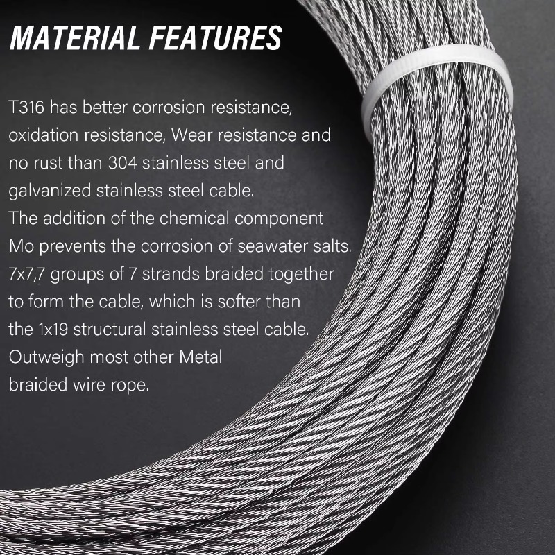 Tel Halat 7X19 Çap 3.18mm 3.2m - Stainless Wire Ss316 incelemesi ve fiyatı